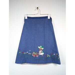 Vintage Handmade Wrap Skirt Medium Large Painted Pigs Floral Cottagecore Prairie
